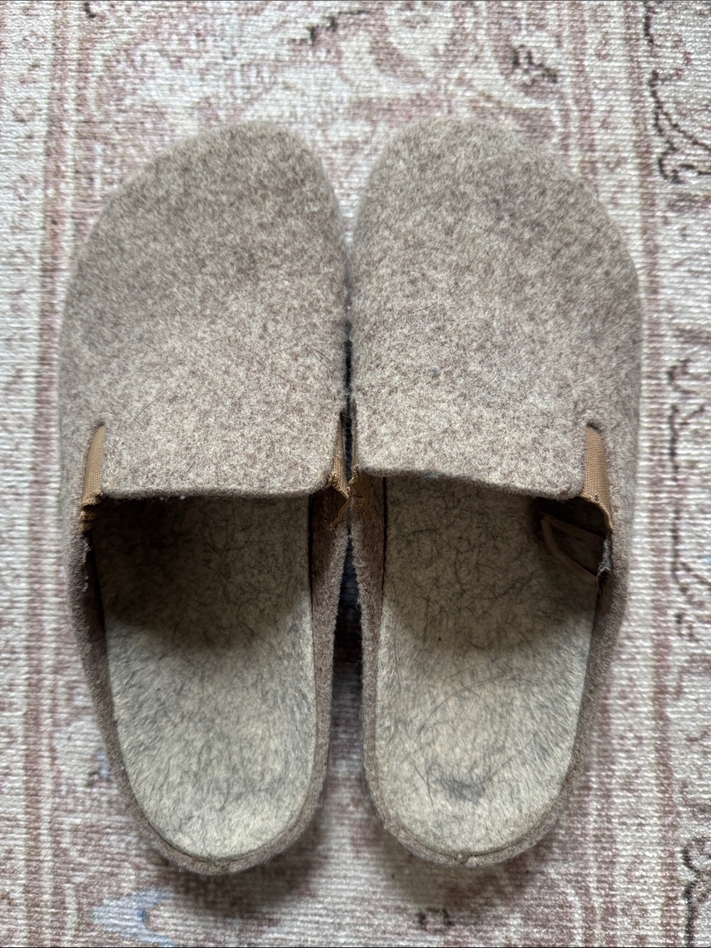 Zara Beige Wool Felt Mules